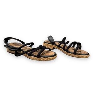 Sam Edelman Women's Cristan Black Rope Strappy Espadrille Beach Sandals Sz 9